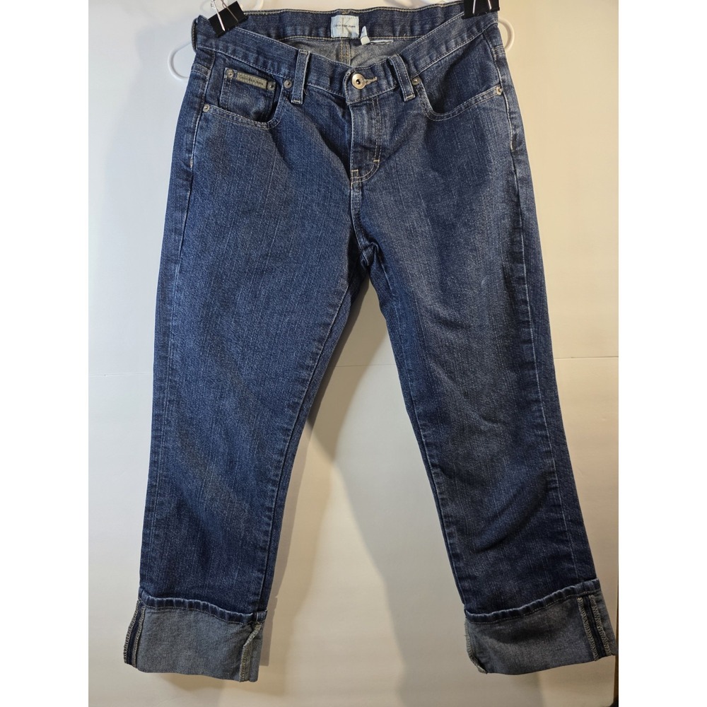 CALVIN KLEIN WOMENS JEANS SHORT PANTS CAPRI CUFF Sz 30.  0526-6
